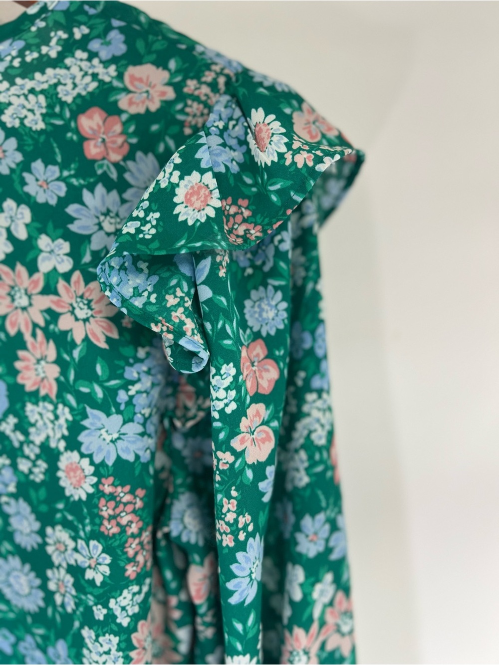 LOFT Green Floral Ruffle Yoke Blouse - Picture 6 of 8